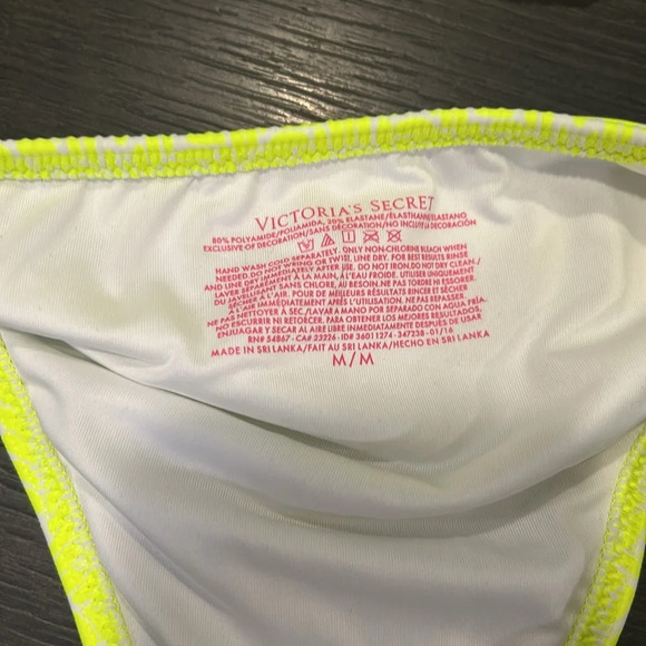Victoria’s Secret Women’s Neon‎ Yellow & White 2 Piece Bikini Medium/ 34C NWOT - Picture 8 of 10